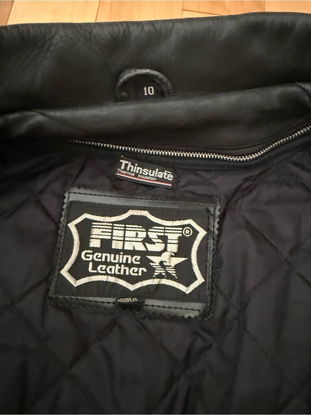 FIRST Genuine Leather Quilted Jacket - Black Lining